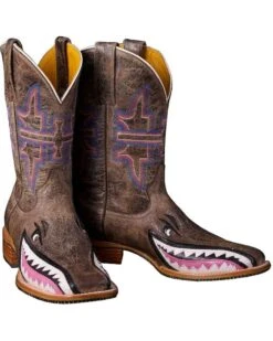 Tin Haul Women's Man Eater Shark Western Boots - Square Toe -Ariat || Corral || Dan Post Store 045S68 42 D3