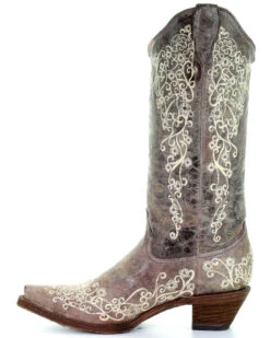 Corral Women's Crater With Bone Embroidery Western Boots - Snip Toe -Ariat || Corral || Dan Post Store 045S76 41 LT