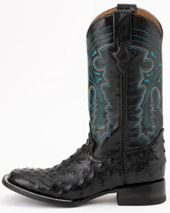 Ferrini Men's Full-Quill Ostrich Embroidered Western Boots - Broad Square Toe -Ariat || Corral || Dan Post Store 066845 89 P3