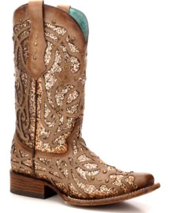 Corral Women's Orix Glitter Inlay & Studded Western Boots - Square Toe
