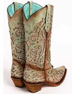 Corral Women's Mint Glitter Inlay Western Boots - Snip Toe 13 Corral Women's Mint Glitter Inlay Western Boots - Snip Toe -Ariat || Corral || Dan Post Store 2000239665 300 BK