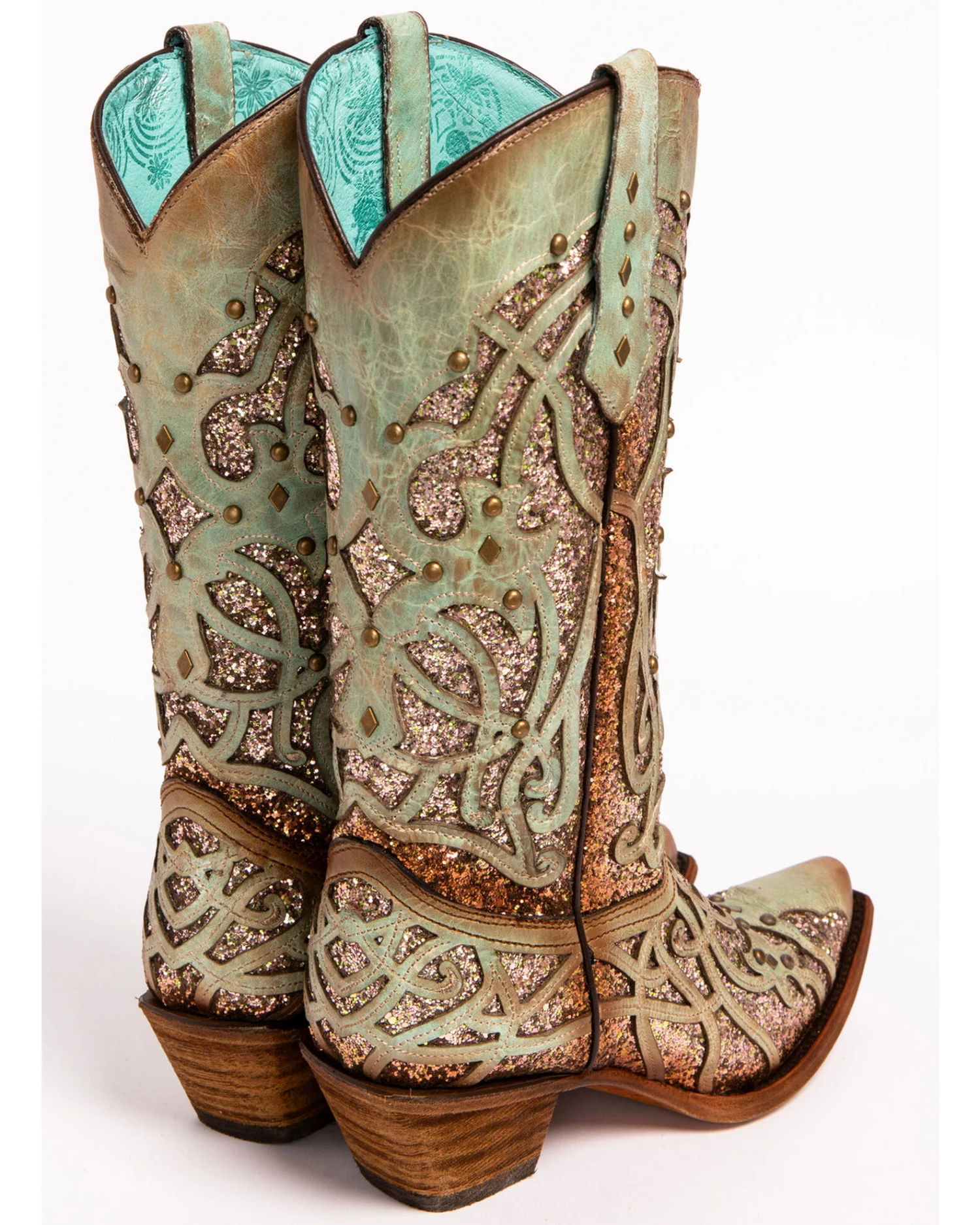 Corral Women's Mint Glitter Inlay Western Boots - Snip Toe 7 Corral Women's Mint Glitter Inlay Western Boots - Snip Toe - Image 7
