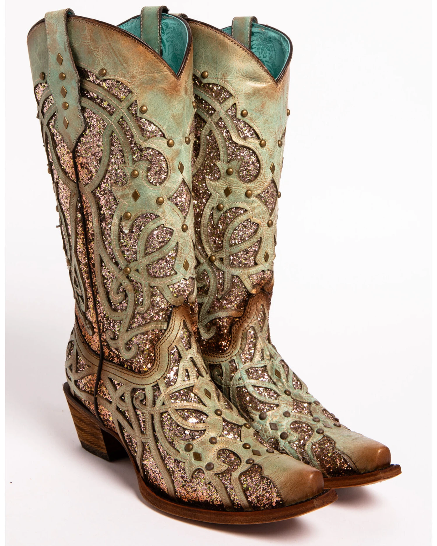 Corral Women's Mint Glitter Inlay Western Boots - Snip Toe 4 Corral Women's Mint Glitter Inlay Western Boots - Snip Toe - Image 4