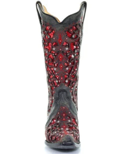 Corral Women's Crystal And Red Sequin Inlay Western Boots - Snip Toe -Ariat || Corral || Dan Post Store 2000241023 001 FT