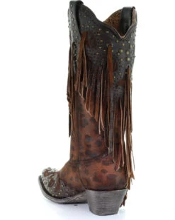 Corral Women's Leopard Stud & Fringe Western Boots - Snip Toe -Ariat || Corral || Dan Post Store 2000241028 271 D3