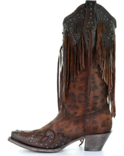 Corral Women's Leopard Stud & Fringe Western Boots - Snip Toe -Ariat || Corral || Dan Post Store 2000241028 271 LT