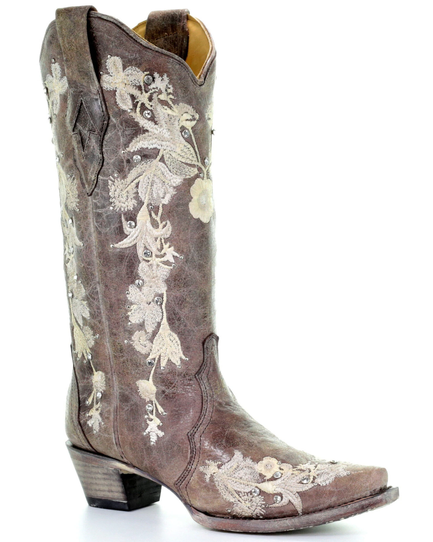 Corral Women's Flower Embroidery Western Boots - Snip Toe 1 Corral Women's Flower Embroidery Western Boots - Snip Toe