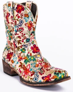 Roper Women's Ingrid Floral Western Booties - Snip Toe