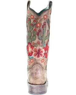 Corral Women's Cactus Floral Embroidery Overlay Western Boots - Square Toe -Ariat || Corral || Dan Post Store 2000282865 251 P4
