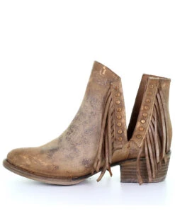Circle G Women's Brown Studded Fringe Booties - Round Toe -Ariat || Corral || Dan Post Store 2000282867 200 P3