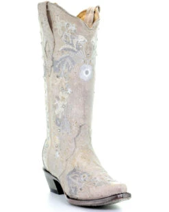 Corral Women's Floral Embroidered Western Boots - Snip Toe