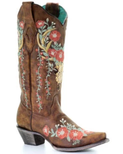 Corral Women's Deer Skull Western Boots - Snip Toe