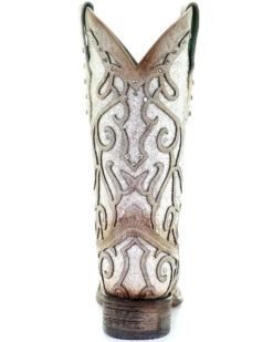 Corral Women's White Glitter Inlay Western Boots - Square Toe -Ariat || Corral || Dan Post Store 2000288063 103 P4