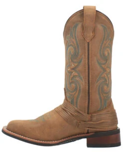 Laredo Women's Tan Turquoise Stitching Western Boots - Square Toe -Ariat || Corral || Dan Post Store 2000337535 200 P3