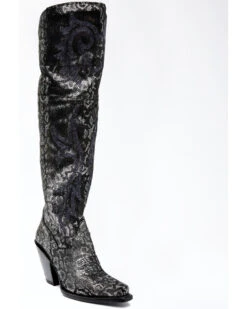 Dan Post Women's Black Snake Print Western Boots - Snip Toe