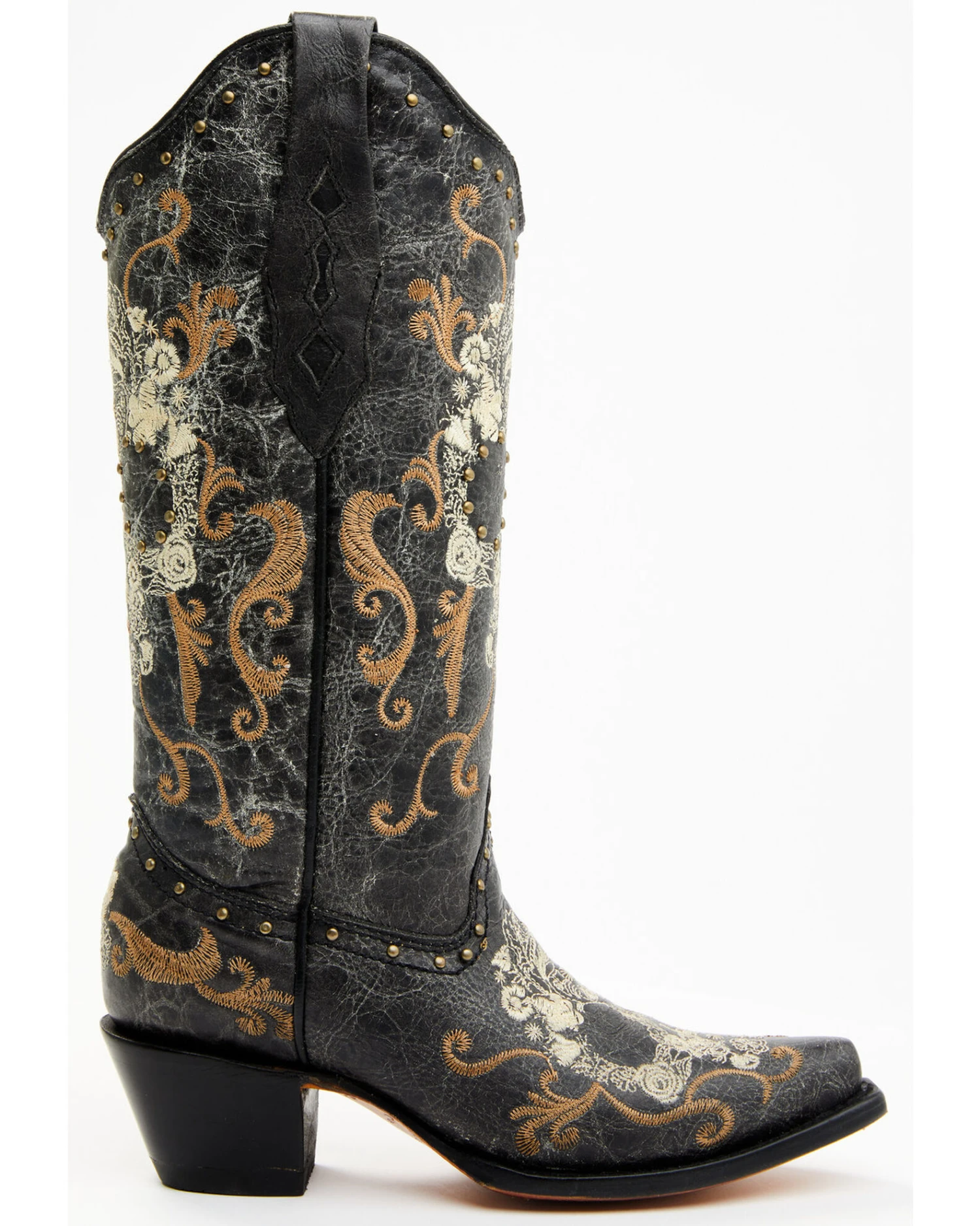 Corral Women's Floral Skull Embroidery & Studs Western Boots - Snip Toe 2 Corral Women's Floral Skull Embroidery & Studs Western Boots - Snip Toe - Image 2
