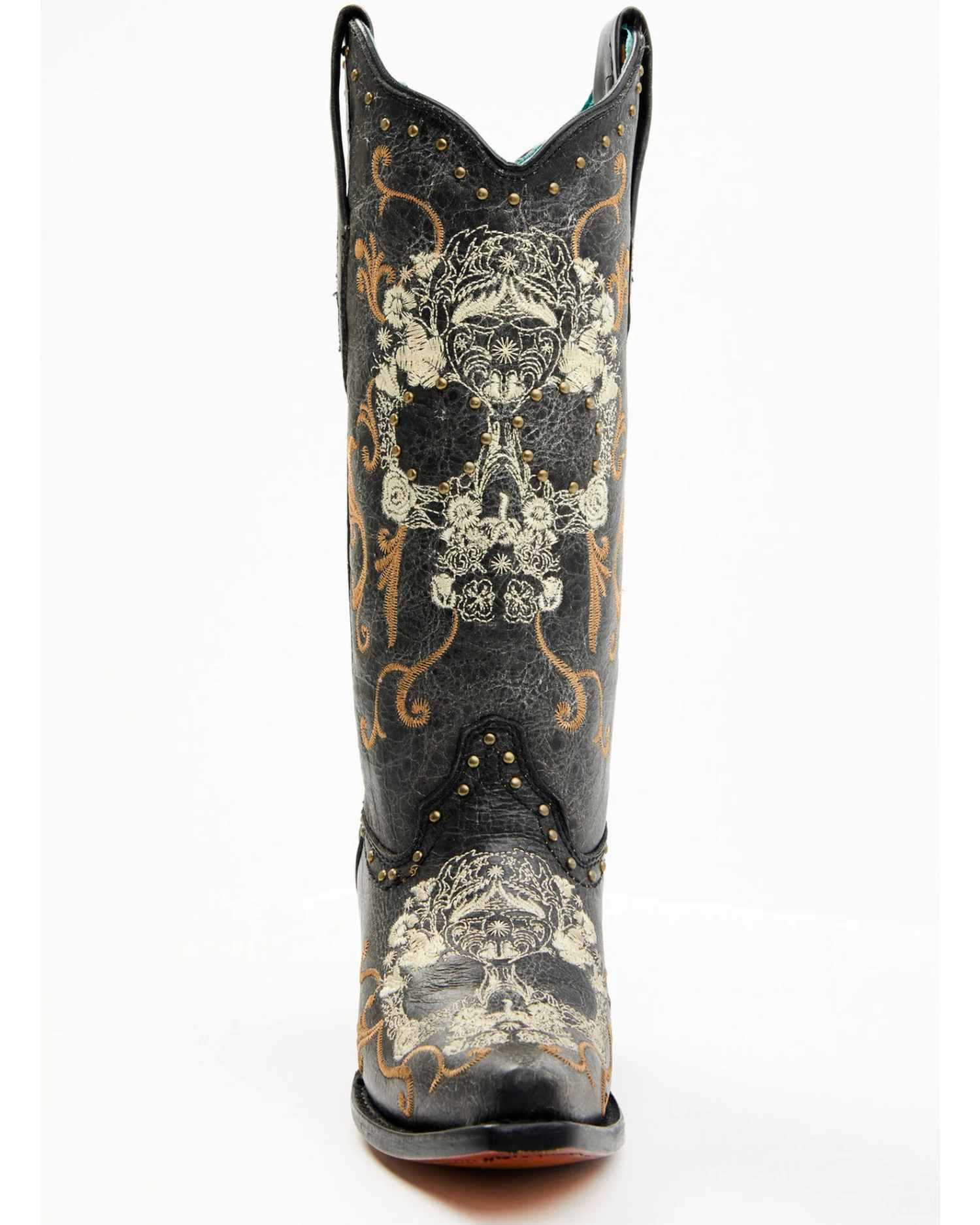 Corral Women's Floral Skull Embroidery & Studs Western Boots - Snip Toe 4 Corral Women's Floral Skull Embroidery & Studs Western Boots - Snip Toe - Image 4