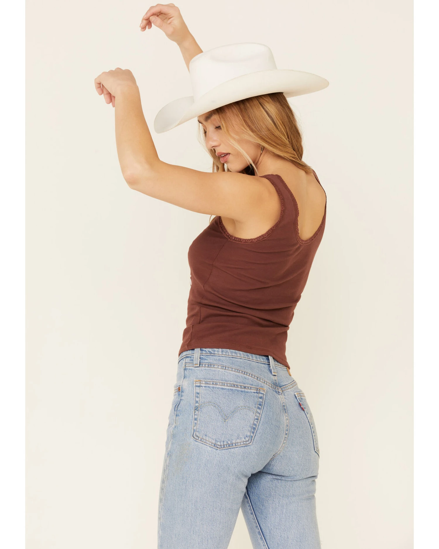 Bandit Brand Women's Hippie Heart Graphic Lace Trim Tank Top 5 Bandit Brand Women's Hippie Heart Graphic Lace Trim Tank Top - Image 5