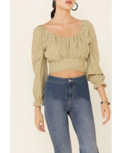 Beyond The Radar Women's Gingham Print Tie Back Crop Top -Ariat || Corral || Dan Post Store 2000343878 341 P3