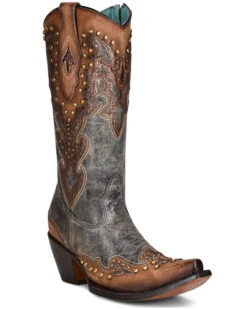 Corral Women's Almond Laser Western Boots - Snip Toe 