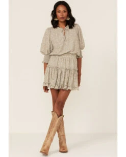 Saints & Hearts Women's Animal Print Smocked Waist DressÂ