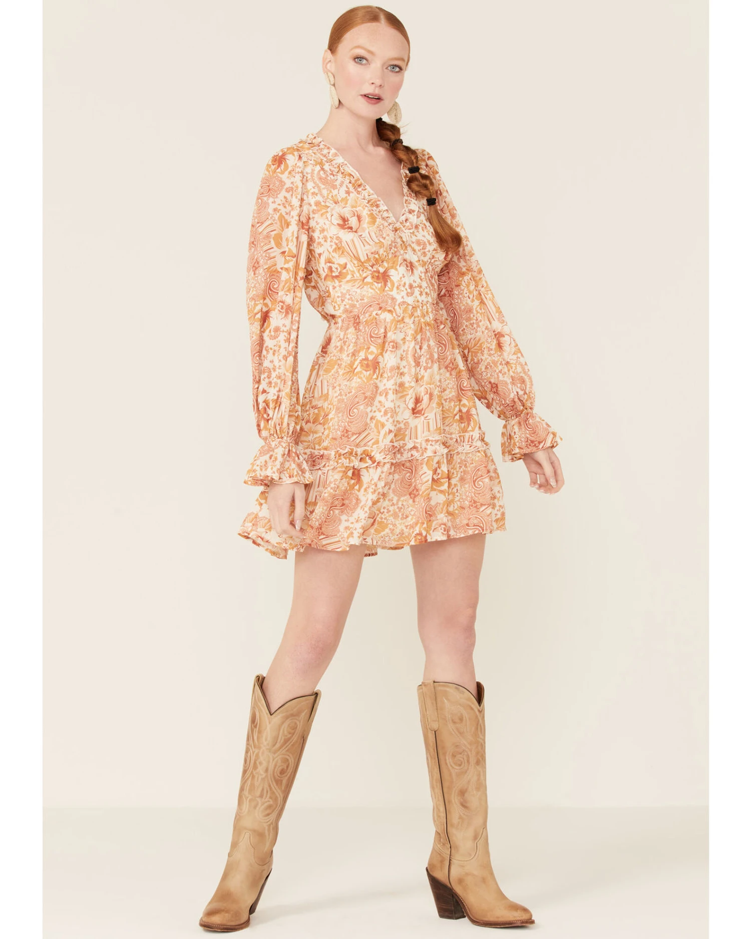 Flying Tomato Women's Floral Print Long Sleeve Mini Dress 2 Flying Tomato Women's Floral Print Long Sleeve Mini Dress - Image 2