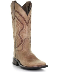 Corral Women's Saddle Embroidered Leather Western Boot - Broad Square Toe