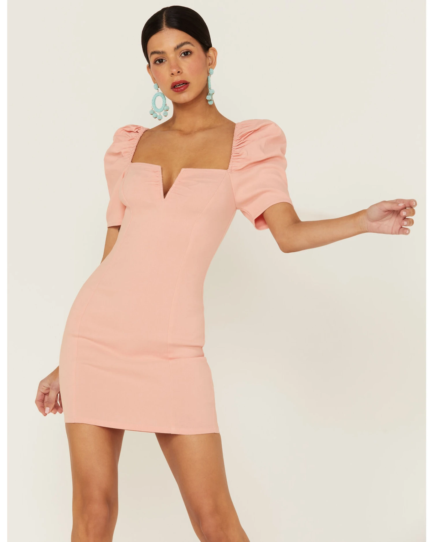 Flying Tomato Women's Bodycon Puff Sleeve Dress 1 Flying Tomato Women's Bodycon Puff Sleeve Dress
