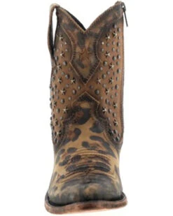 Caborca Silver By Liberty Black Women's Leopard Print Studded Short Western Boots - Pointed Toe -Ariat || Corral || Dan Post Store 2000366406 200 P4