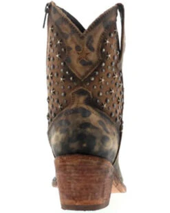 Caborca Silver By Liberty Black Women's Leopard Print Studded Short Western Boots - Pointed Toe -Ariat || Corral || Dan Post Store 2000366406 200 P5