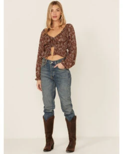 Wild Moss Long Sleeve Tie Front Ranched Floral Top -Ariat || Corral || Dan Post Store 2000368439 280 P4