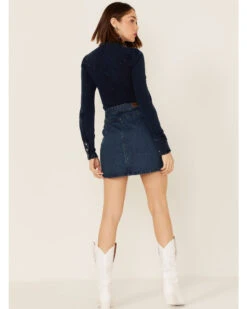 Rock & Roll Denim Women's Dark Wash Studded Belted Western Denim Mini Skirt -Ariat || Corral || Dan Post Store 2000368495 400 P4