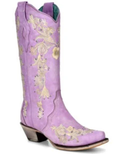 Corral Women's Embroidered Floral & Crystal Studded Tall Western Boots - Snip Toe