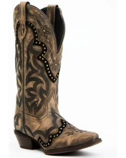 Laredo Women's Skyla Floral Studded Western Performance Boots - Snip Toe 