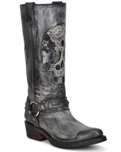 Corral Women's Embroidered Skull & Harness Western Boots - Round Toe