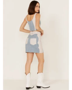 Understated Leather Women's Lil Mamma Scalloped Denim Leather Mini Skirt -Ariat || Corral || Dan Post Store 2000374928 400 P4