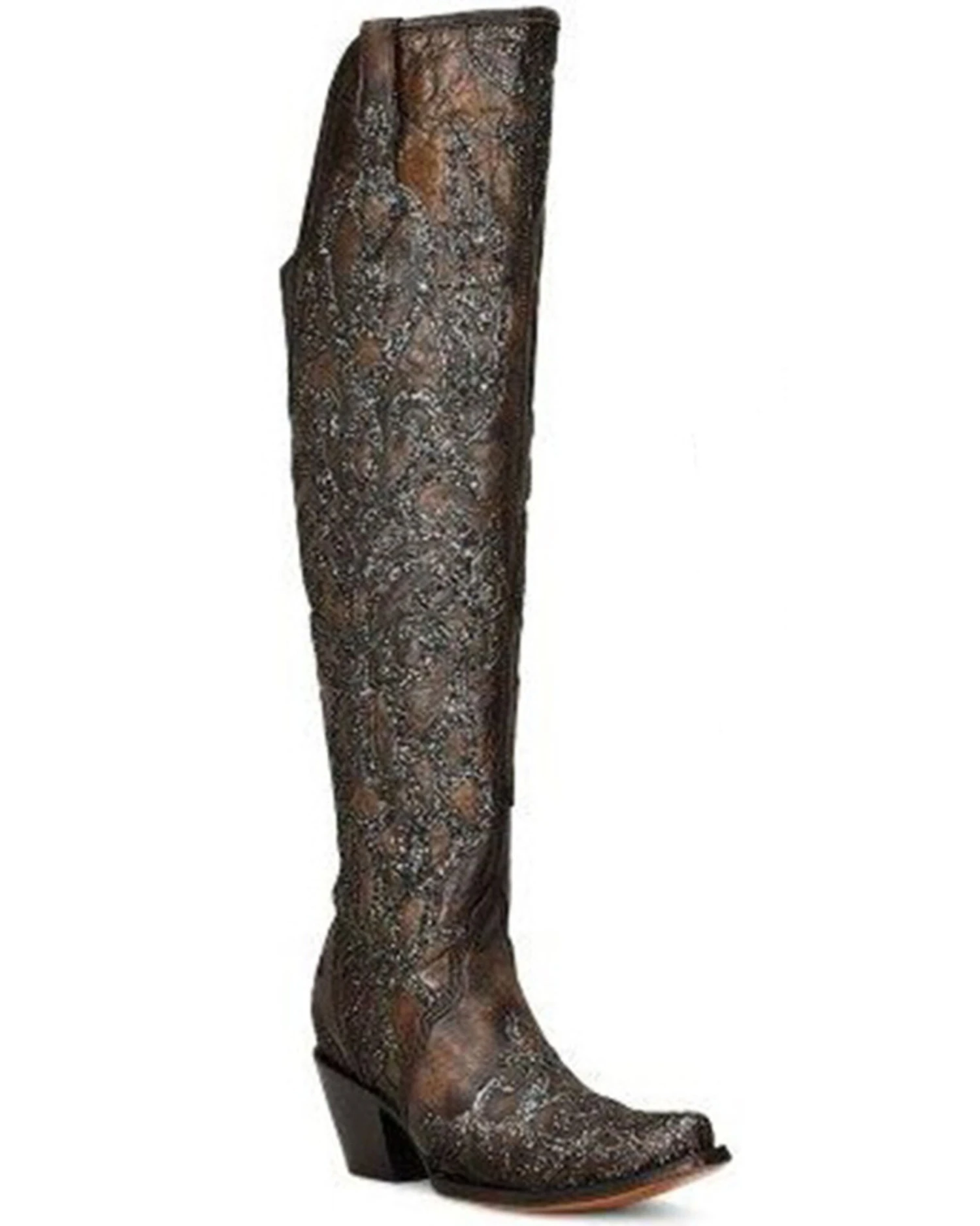 Corral Women's Glitter Overlay Tall Western Boots - Snip Toe 1 Corral Women's Glitter Overlay Tall Western Boots - Snip Toe