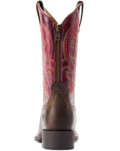 Ariat Women's Round Up Back Zip Western Performance Boots - Broad Square Toe -Ariat || Corral || Dan Post Store 2000384090 200 P3