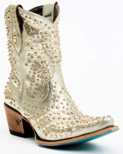 Boot Barn X Lane Women's Exclusive Dolly Metallic Leather Western Bridal Booties - Snip Toe