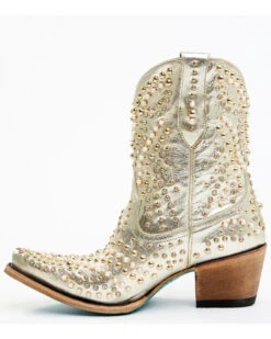Boot Barn X Lane Women's Exclusive Dolly Metallic Leather Western Bridal Booties - Snip Toe -Ariat || Corral || Dan Post Store 2000385224 710 P3