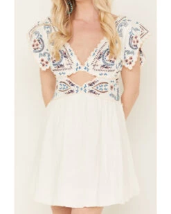 Free People Women's Rambling Roads Mini Short Sleeve Embroidered Dress 6 Free People Women's Rambling Roads Mini Short Sleeve Embroidered Dress -Ariat || Corral || Dan Post Store 2000388007 100 P3