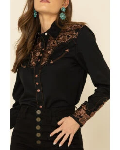 Scully Women's Floral Embroidered Long Sleeve Western Shirt -Ariat || Corral || Dan Post Store 658137 89 P3